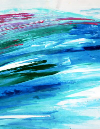 Stilisierte Welle in hellblau, dunkelblau und rosa